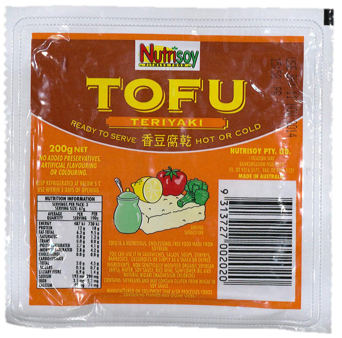 nutrisoy teriyaki tofu