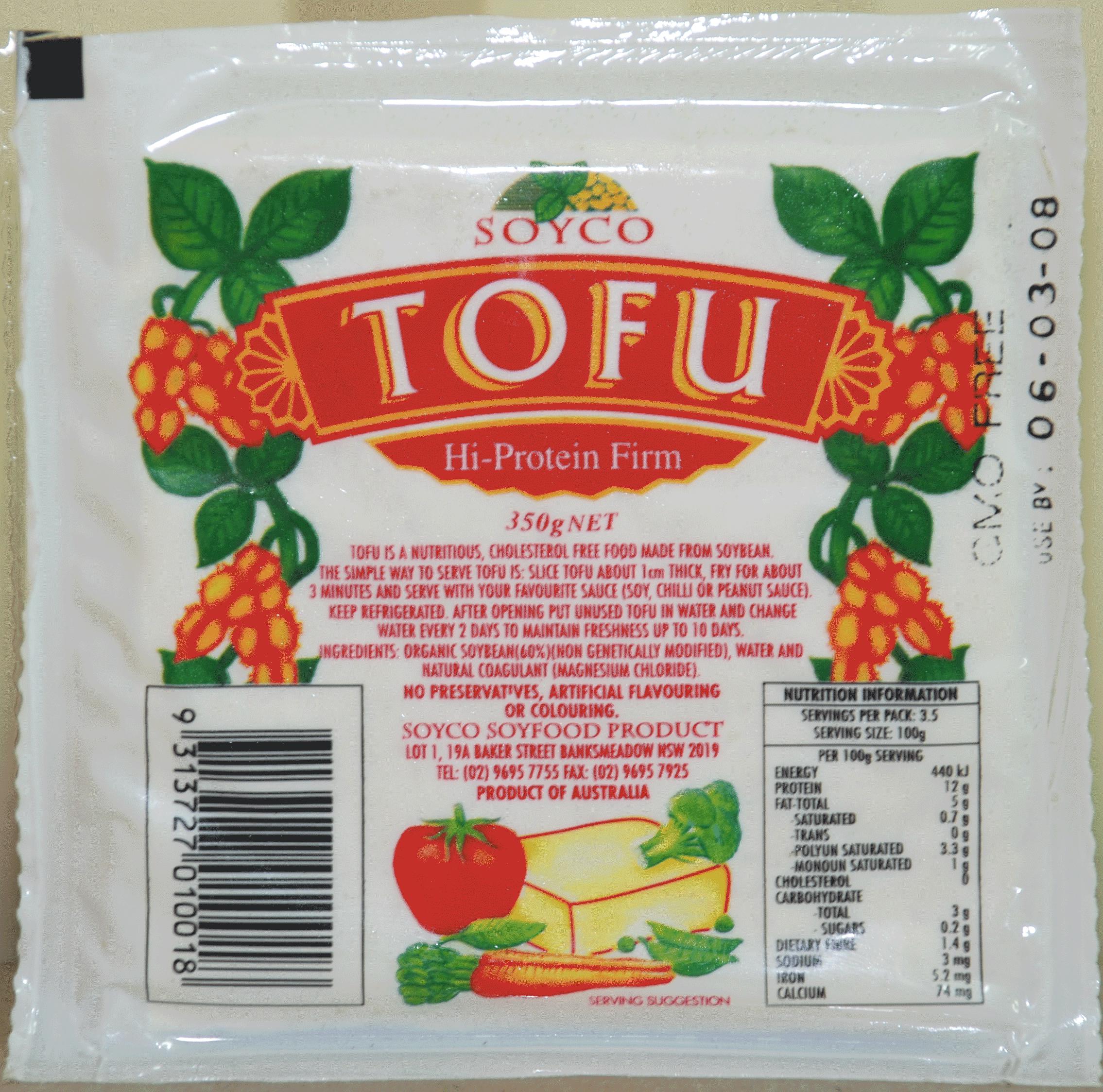 soyco hi protein firm tofu