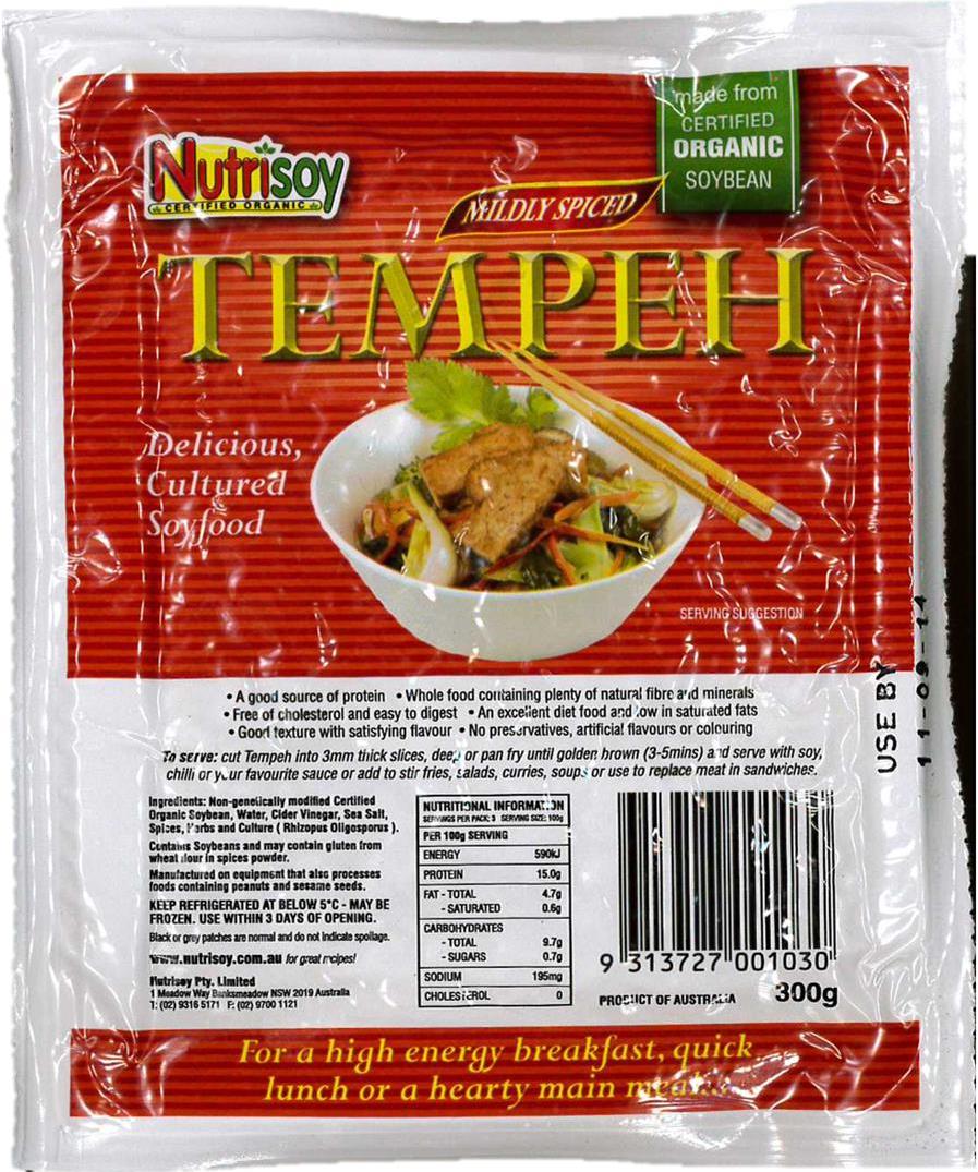 nutrisoy mildly spiced tempeh
