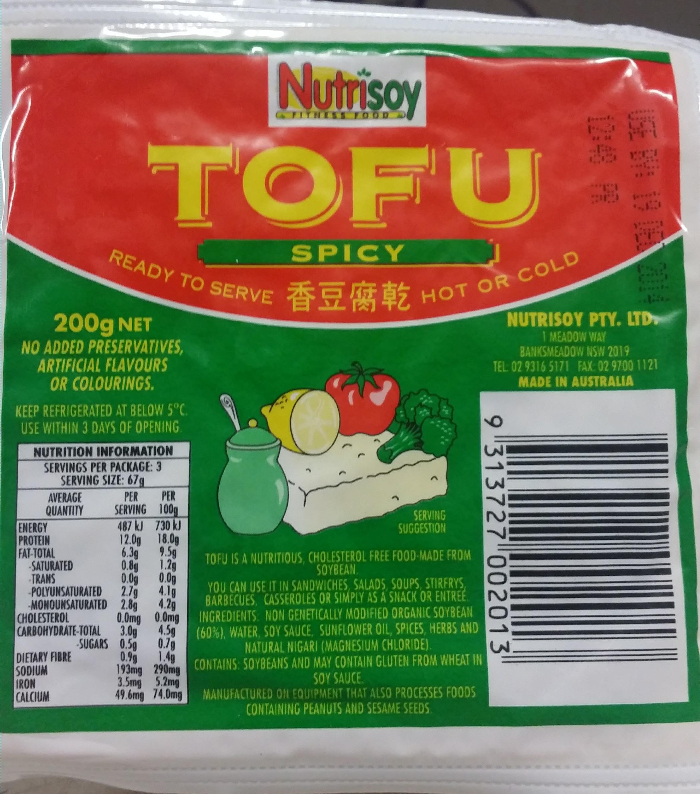 nutrisoy spicy tofu
