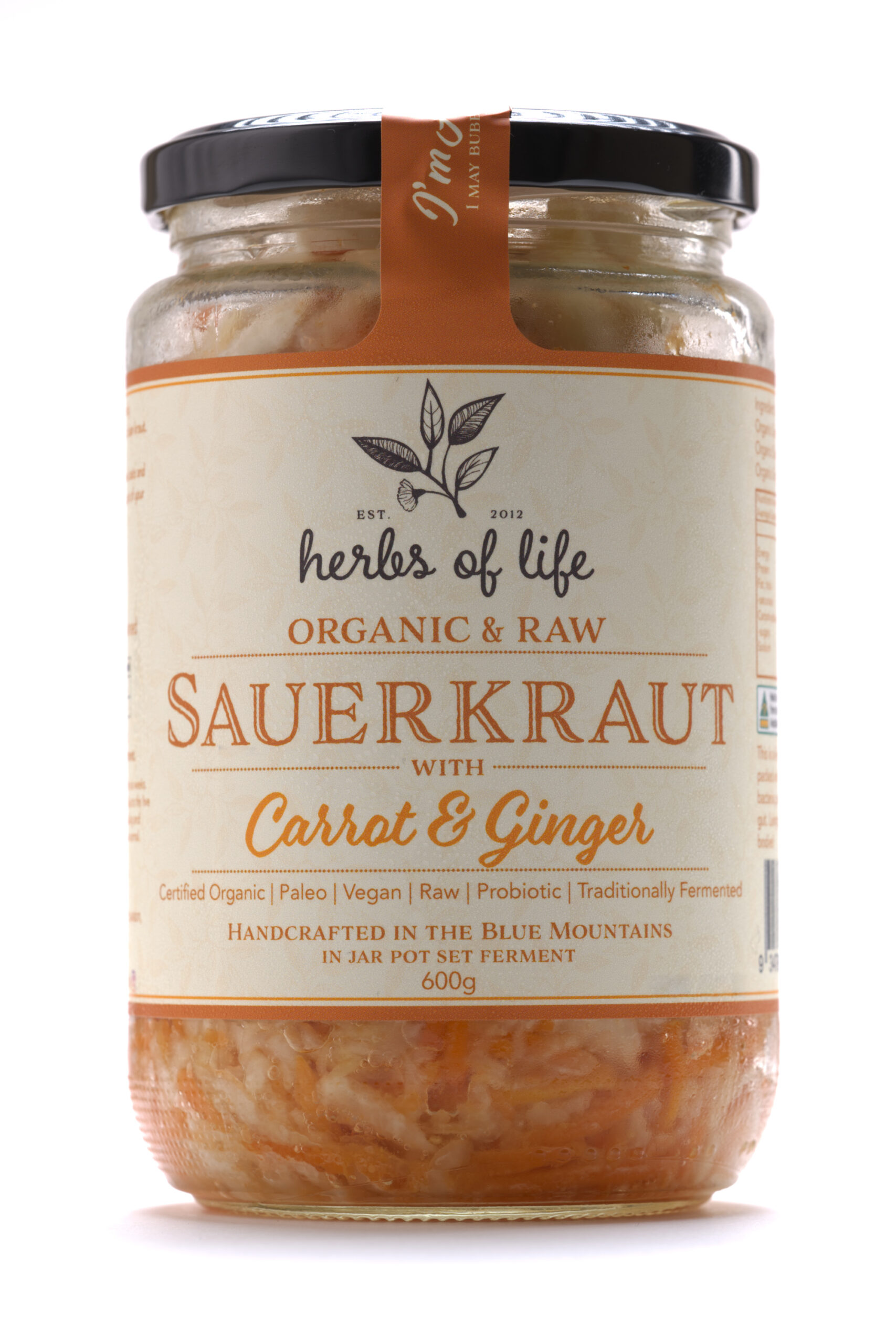 Herbs of Life Organic Sauerkraut Carrot & Ginger